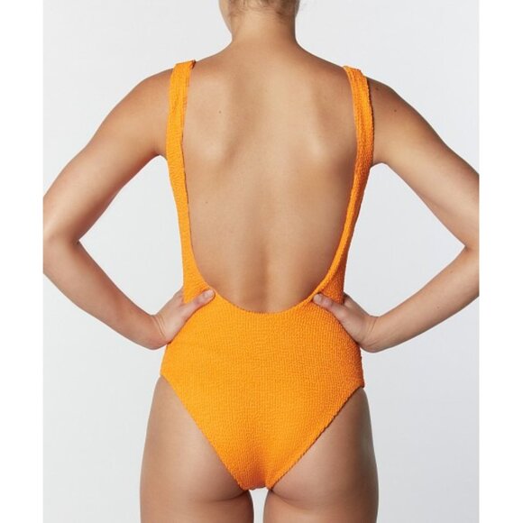 NWOT It's Now Cool The Backless One Piece Crinkle in Tangerine S - Picture 4 of 4
